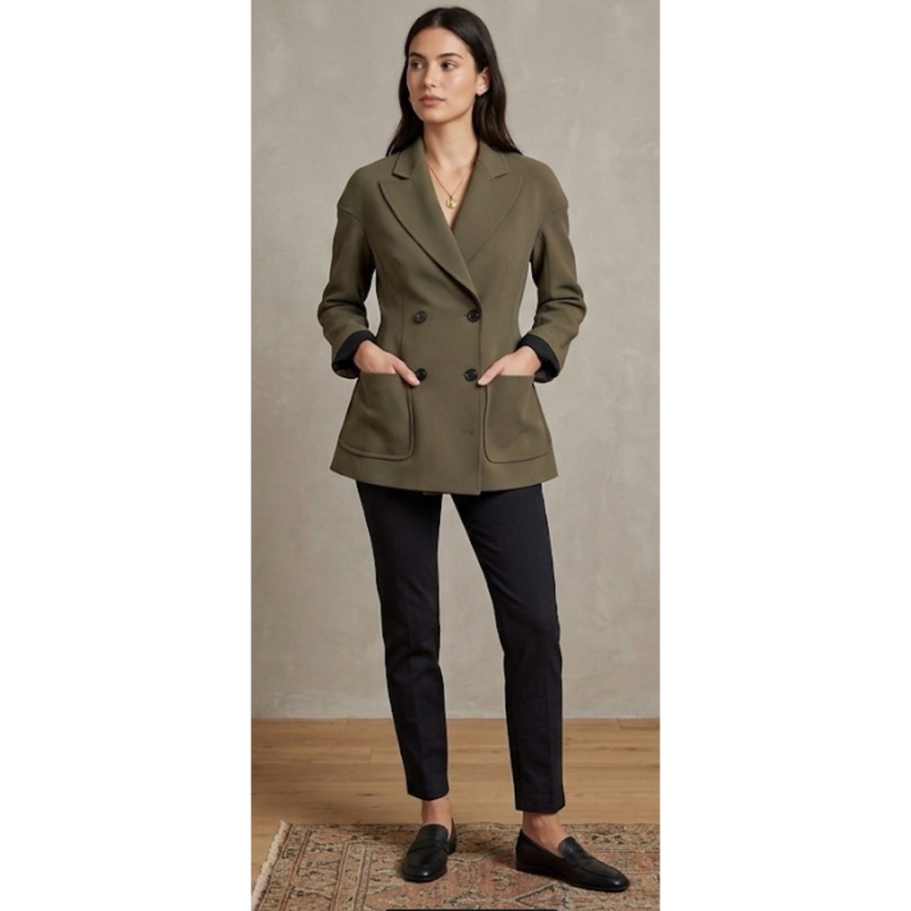 A.L.C. Proto Sample Olive Green Double Breasted Peplum Blazer Jacket Size Small